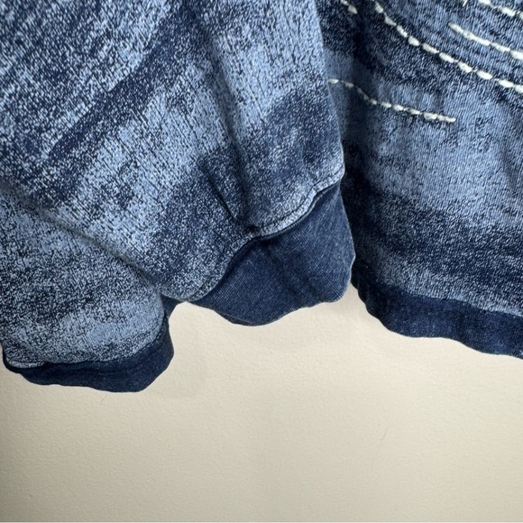 We the Free Denim Blue Floral Embroidered Long Sleeve Oversized Shirt Large - Picture 3 of 9